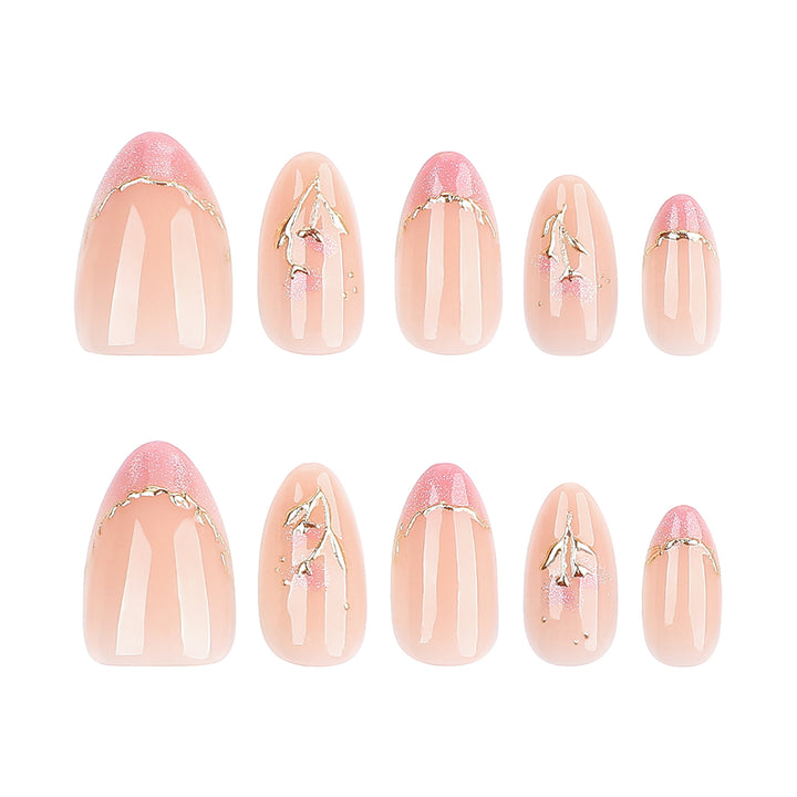 Elegant artificial nails with floral design and glitter Kalsten