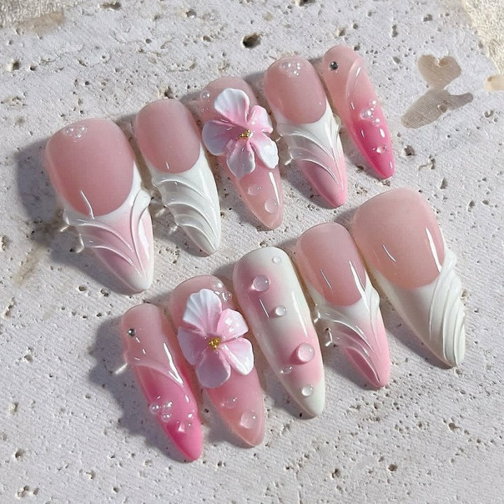 Elegant Floral Design Fake Nails Kalsten