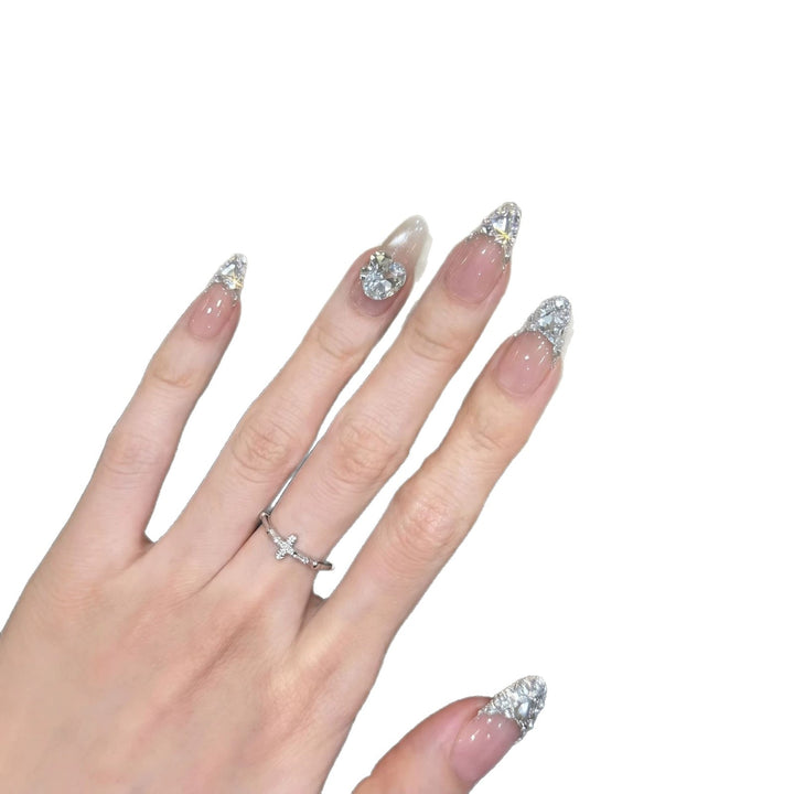 Elegant Rhinestone-Accented Press-On Nail Tips Kalsten