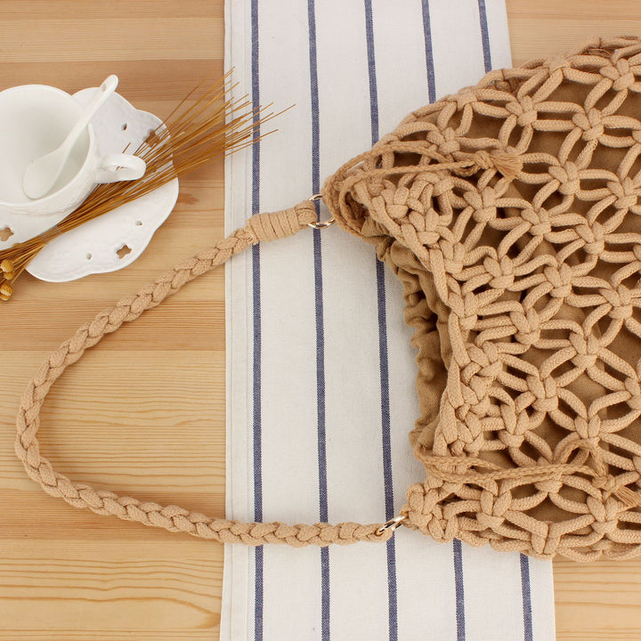 Trendy Macrame Bag with Braided Carry Handle Kalsten