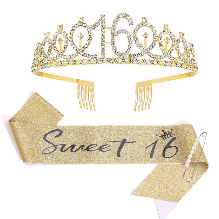 Ladies Sparkling Tiara with personalized 80th Birthday Inscription Kalsten