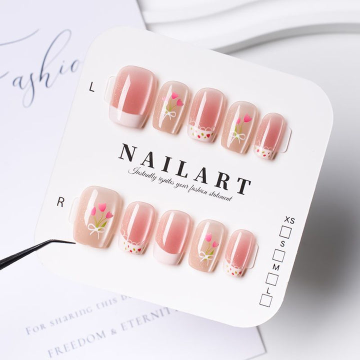 Artistic Press-On Nail Set with Cute Character Designs Kalsten