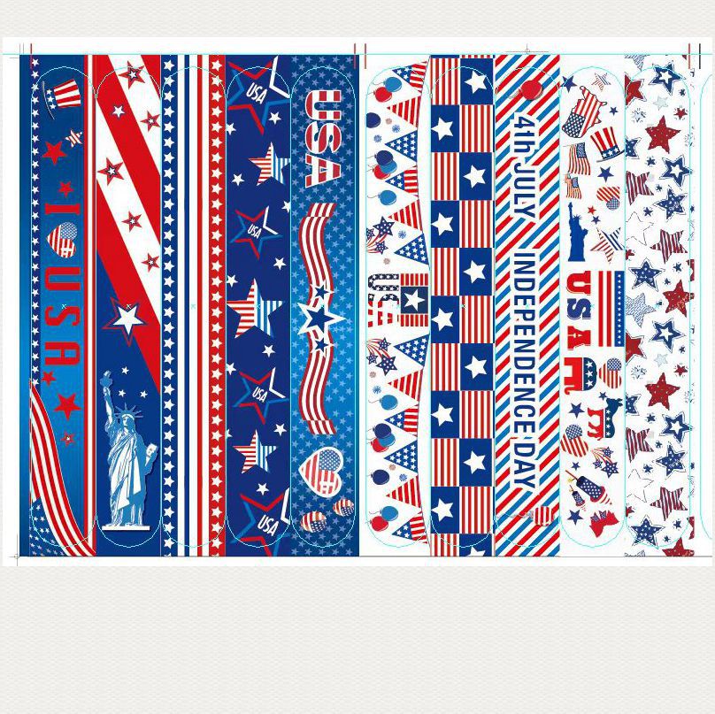 Unisex nan trendy snap bracelet set with patriotic USA motifs and flexible metal core Kalsten