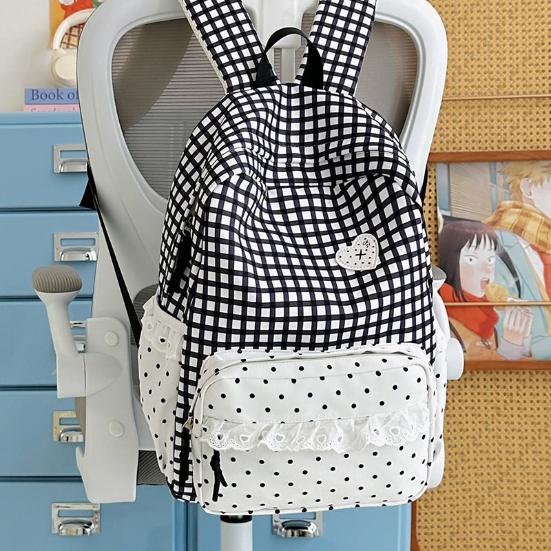 Stylish Gingham Patterned Backpack Kalsten