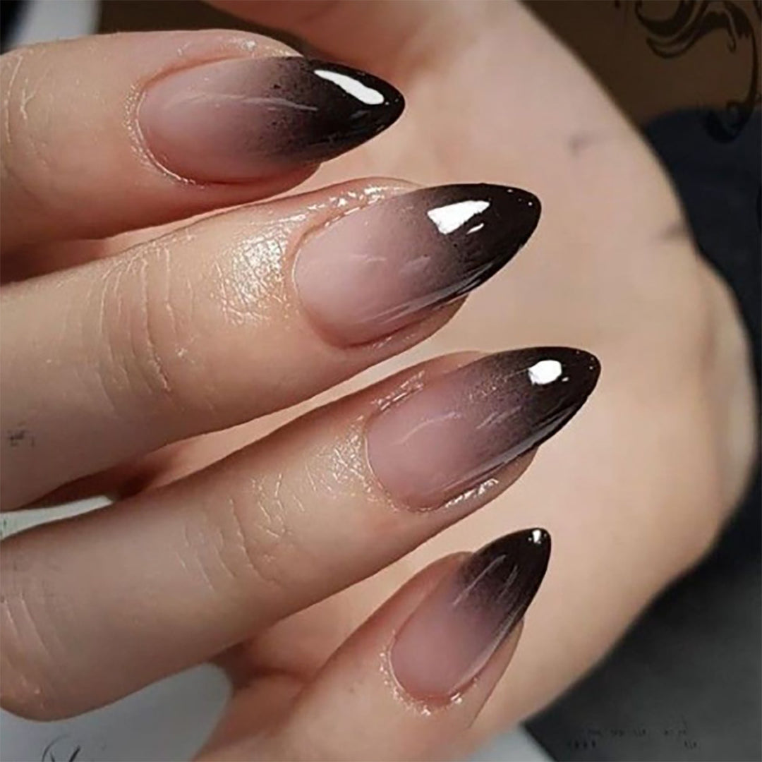 Elegant artificial nails with high-gloss finish and ombre effect Kalsten