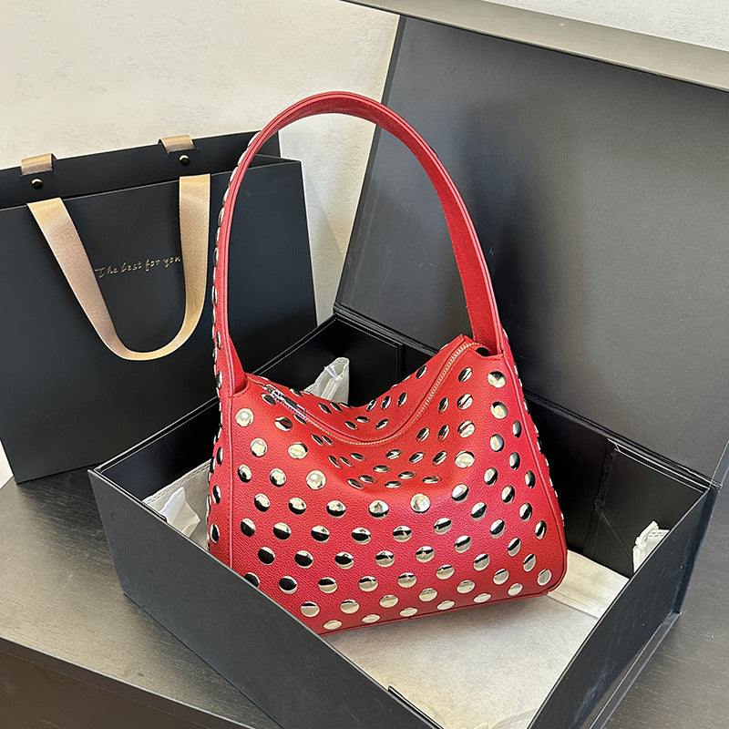 Studded Faux Leather Handbag