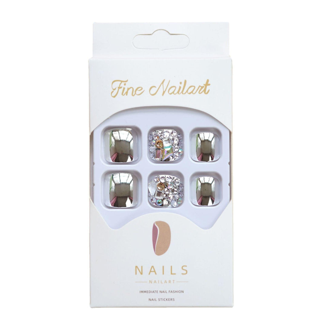Decorative Rhinestone-Enhanced Press-On Toenails