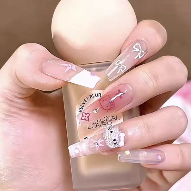 Elegant Stiletto Press-On Nails with Floral Design Kalsten
