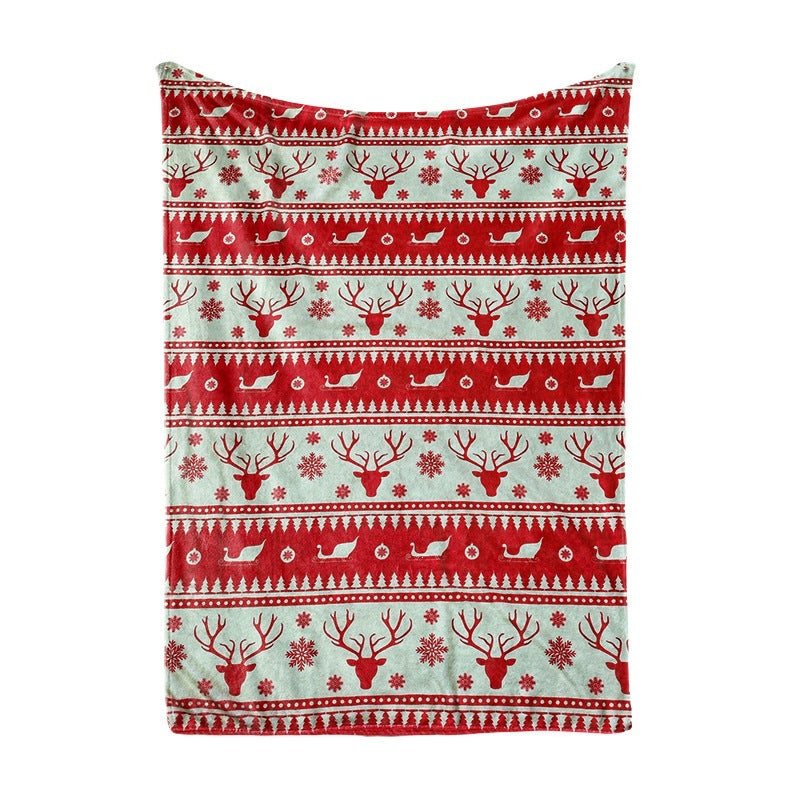 Festive Holiday-Themed Plush Fleece Blanket