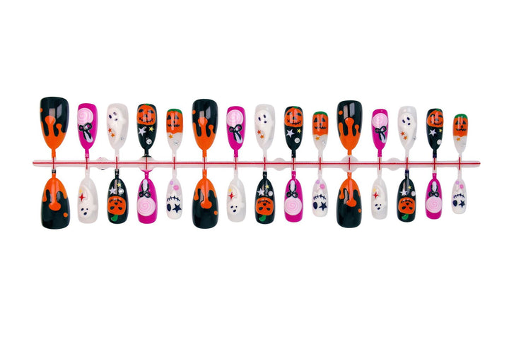 Halloween Artificial Nail Set with Creative Ghost and Pumpkin Designs Kalsten