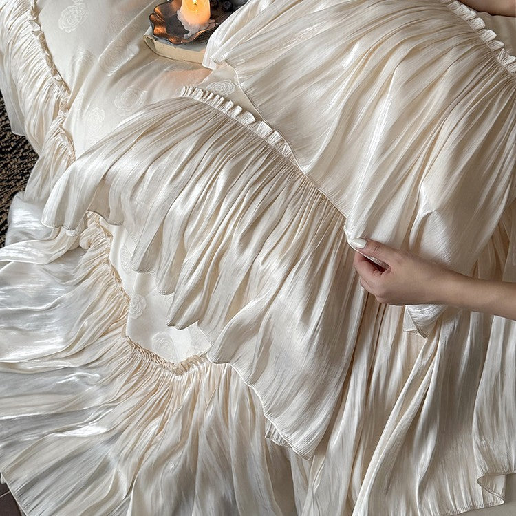 Elegant Ruffle Negligee made of satin with layered tiers