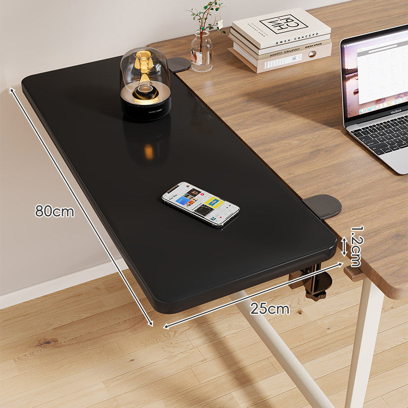 Clamp-On Adjustable Wooden Desk Side Shelf Extension with Foldable Bracket