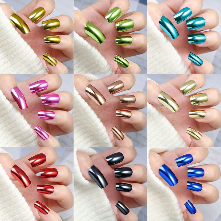 Glossy Metallic Press-On Nail Art Kalsten