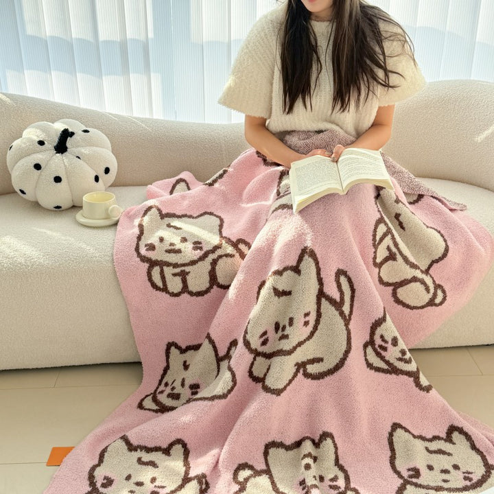 Cat-Themed Cozy Throw Blanket