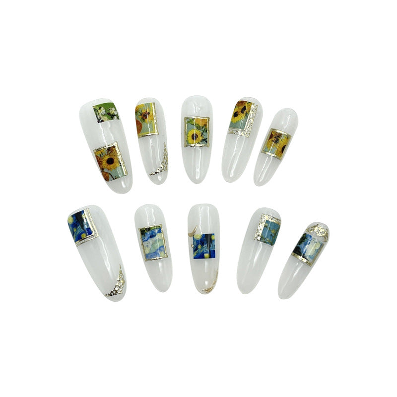 Artistic Nature-Themed Press-On Nail Set