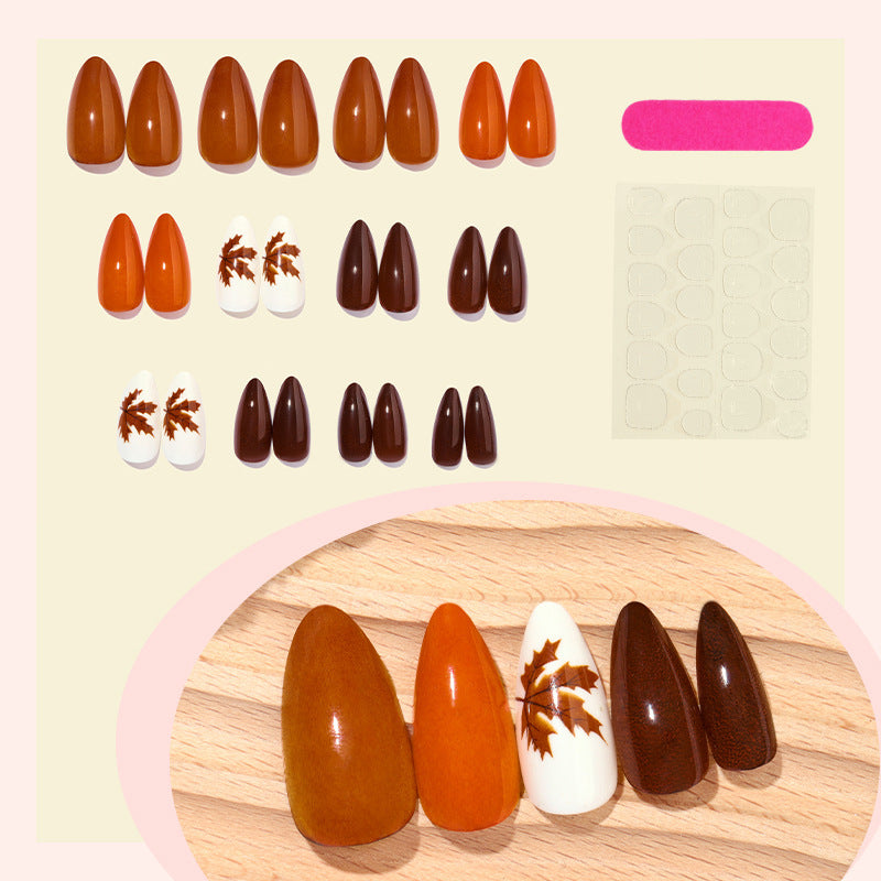 Artificial nail set with autumn leaf designs Kalsten