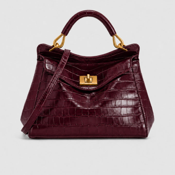 Classic Structured Crocodile Texture Handbag