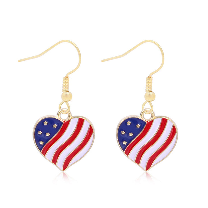 Women's star-shaped enamel earrings with USA flag motif and gold-plated fish Kalsten