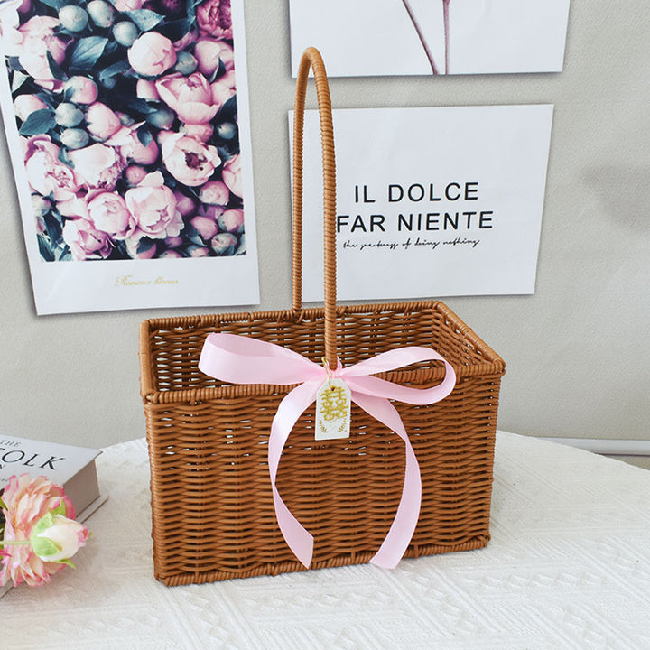Elegant Handcrafted Rattan Tote Basket Kalsten