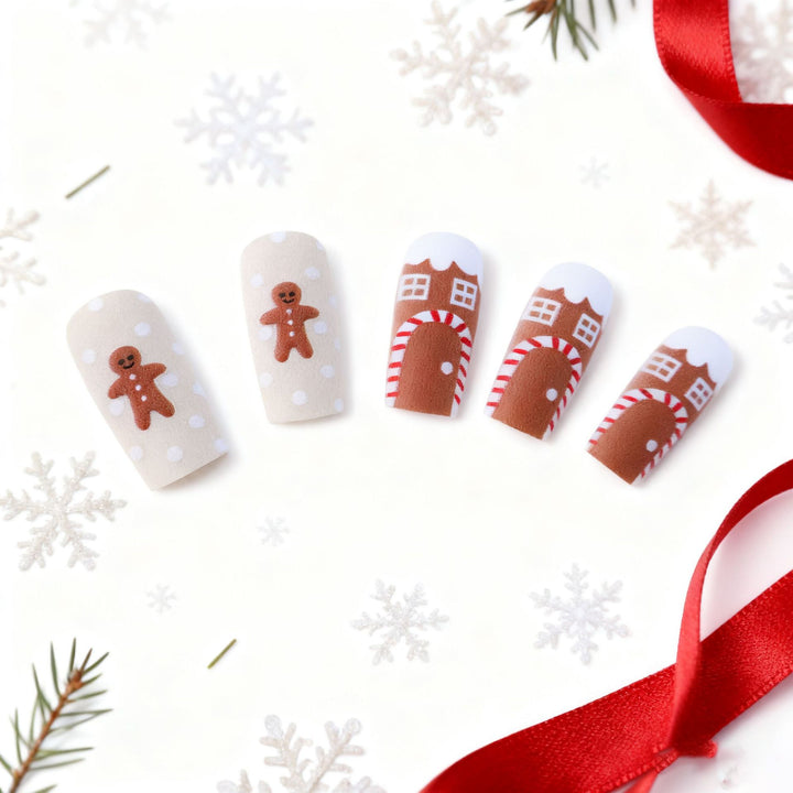 Festive Holiday-Themed Press-On Nail Art Kalsten