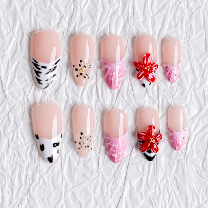 Artistic Floral Printed Press-On Nails