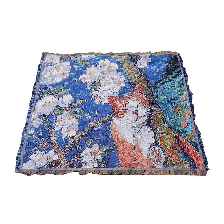 Artistic Cat-Themed Tapestry Throw Blanket