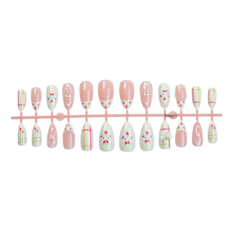 Decorative Press-On Nail Set with Floral and Whimsical Designs kalsten