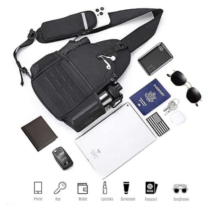 More ergonomic sling backpack with multiple compartments and practical holders Kalsten