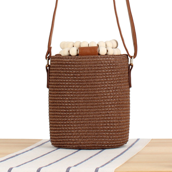 Handbag Made of High-Quality Woven Natural Material with Innovative Closure Kalsten