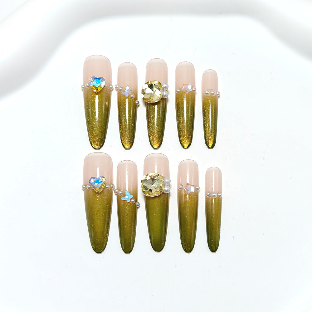 Artificial nails with Elegant Ombre Effect and Glitter Accents Kalsten
