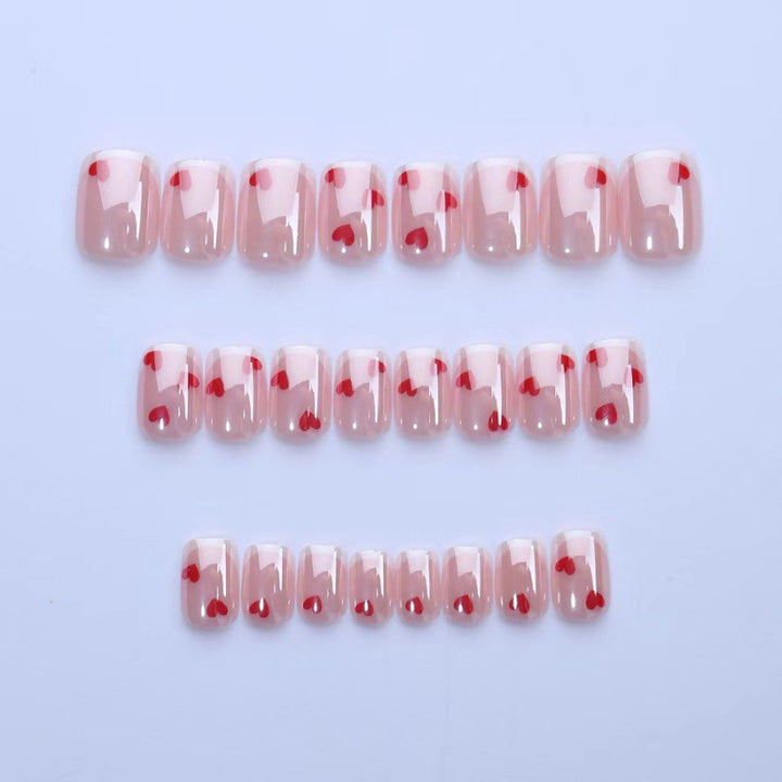 Heart-Embellished Press-On Nail Art Set