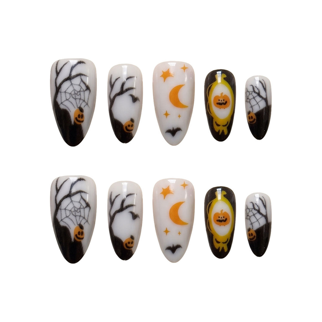 Halloween-Themed Stiletto Press-On Nail Art