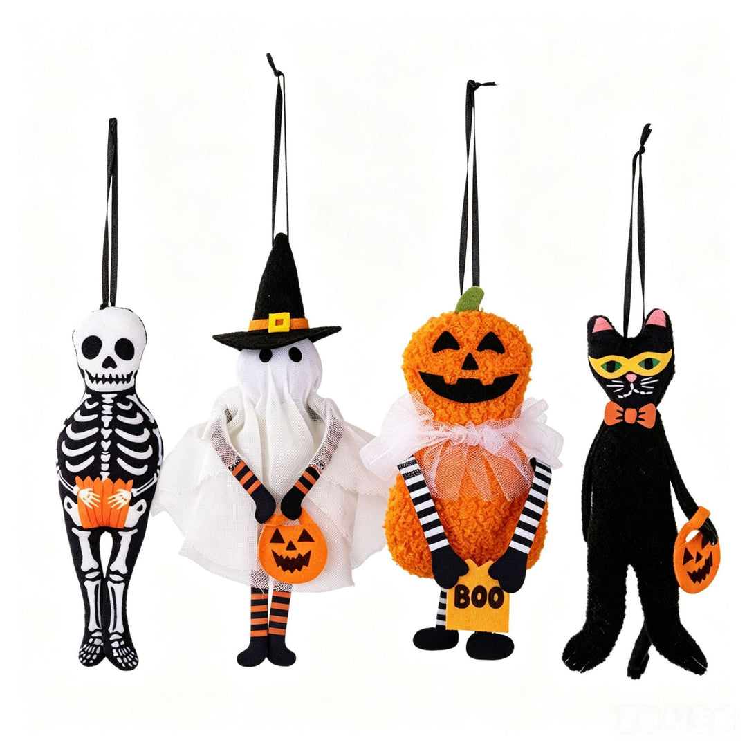 Cute Halloween Pumpkin Plush Decoration Pendant with Tulle