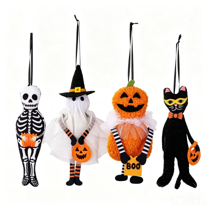 Cute Halloween Pumpkin Plush Decoration Pendant with Tulle