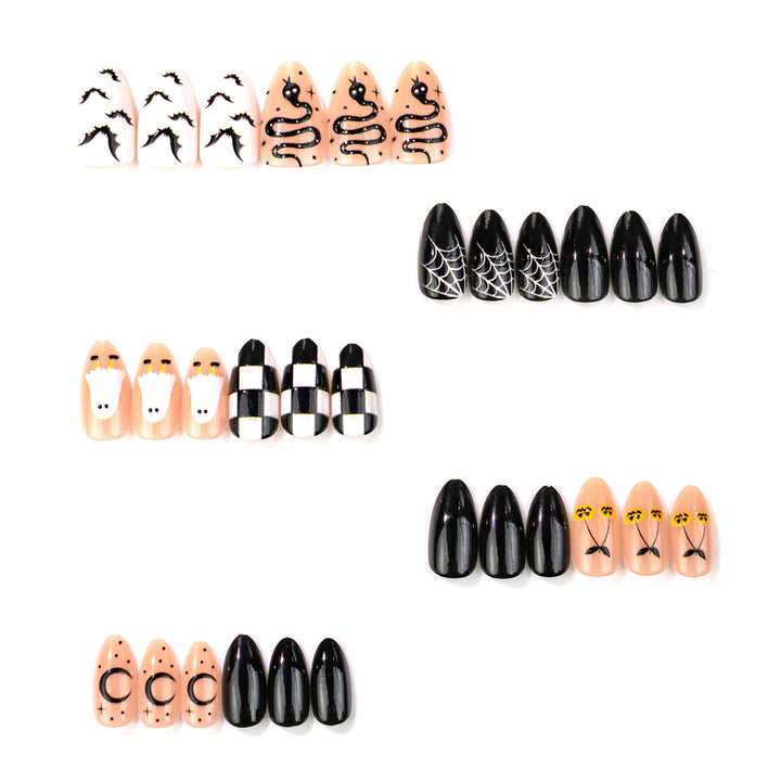 Themed Press-On Nail Art Set with Halloween Designs