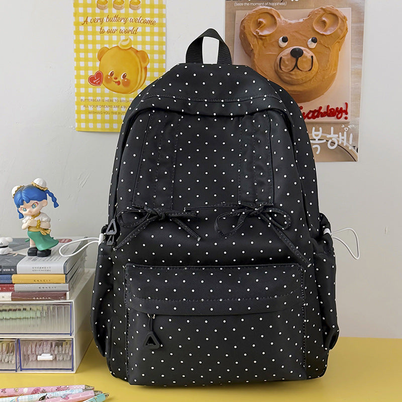 Stylish Polka Dot Patterned School Backpack Kalsten