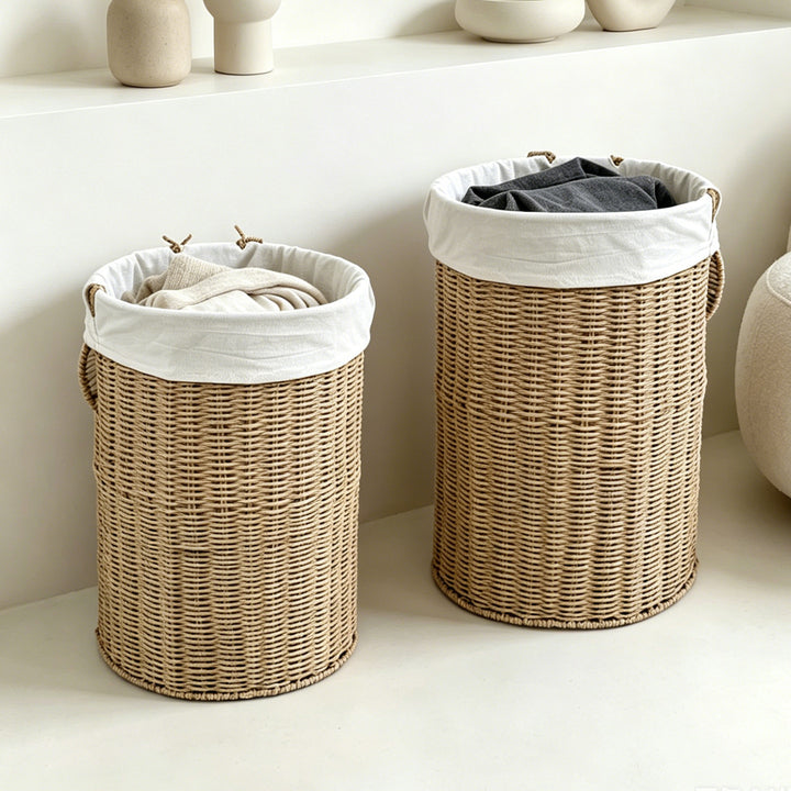 Rustic laundry basket made of woven material Kalsten