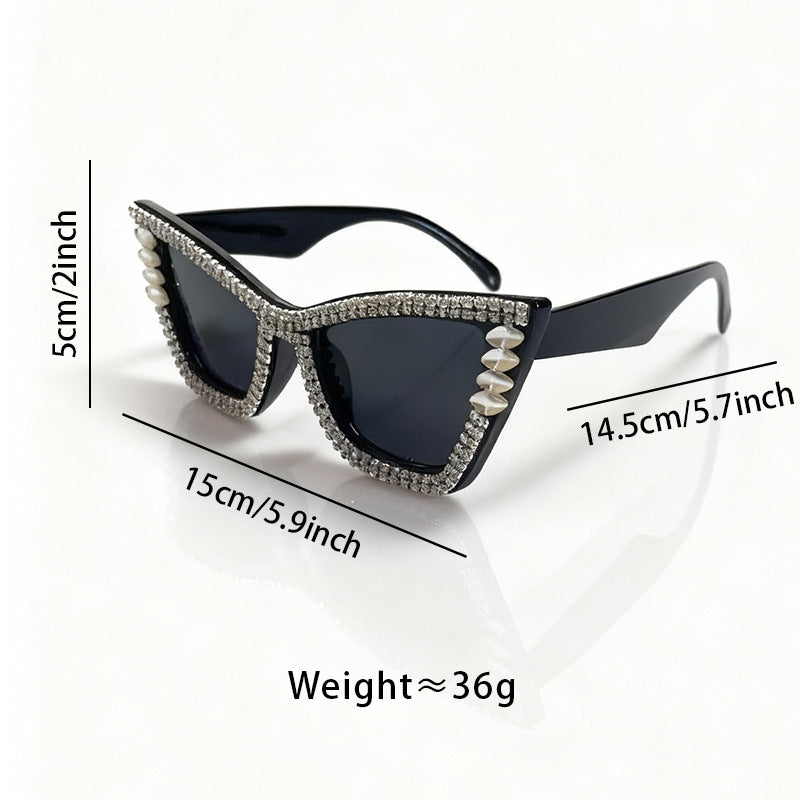 Rhinestone-Accented Cat-Eye Sunglasses Kalsten