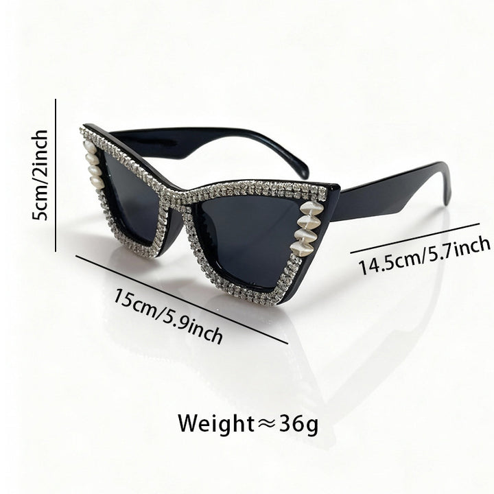 Rhinestone-Accented Cat-Eye Sunglasses Kalsten