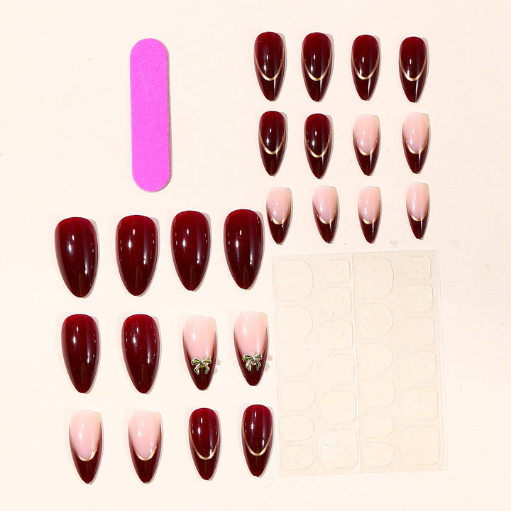 Elegant Stiletto Nail Art Extensions with Gold Accents Kalsten