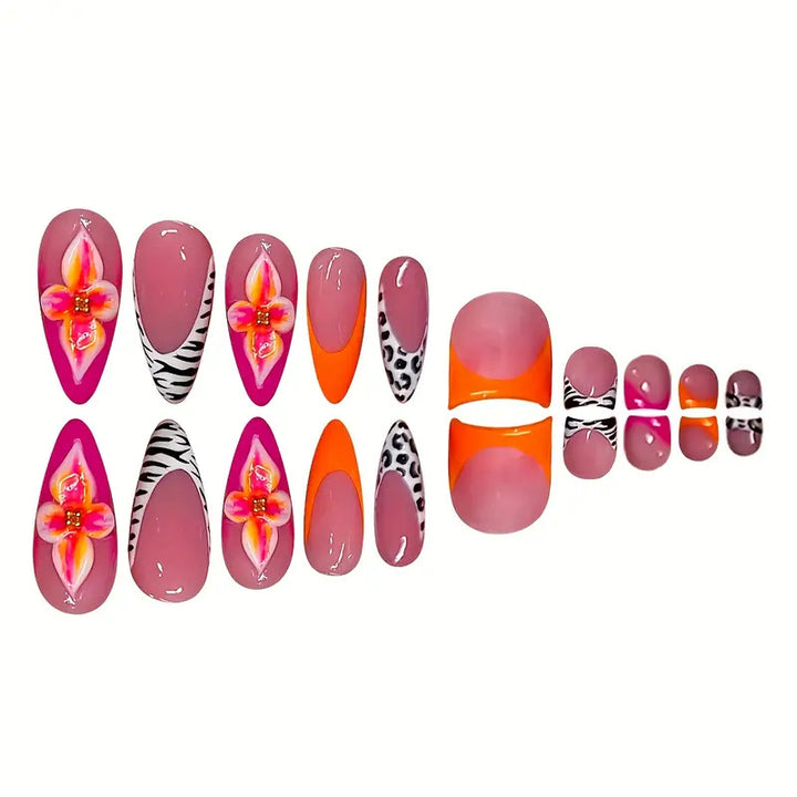 Artistic Floral and Abstract Press-On Nail Set Kalsten