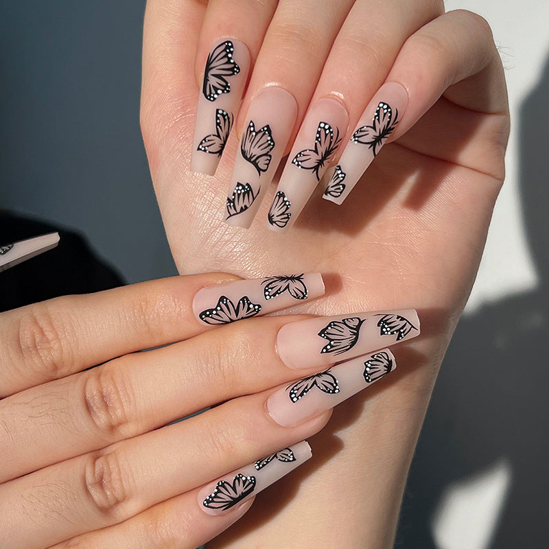 Artistic Nail Extensions with Butterfly Design Kalsten
