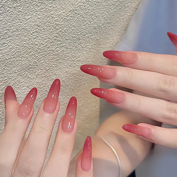 Glamorous Press-On Nail Set with Rhinestone and Glossy Finish Kalsten