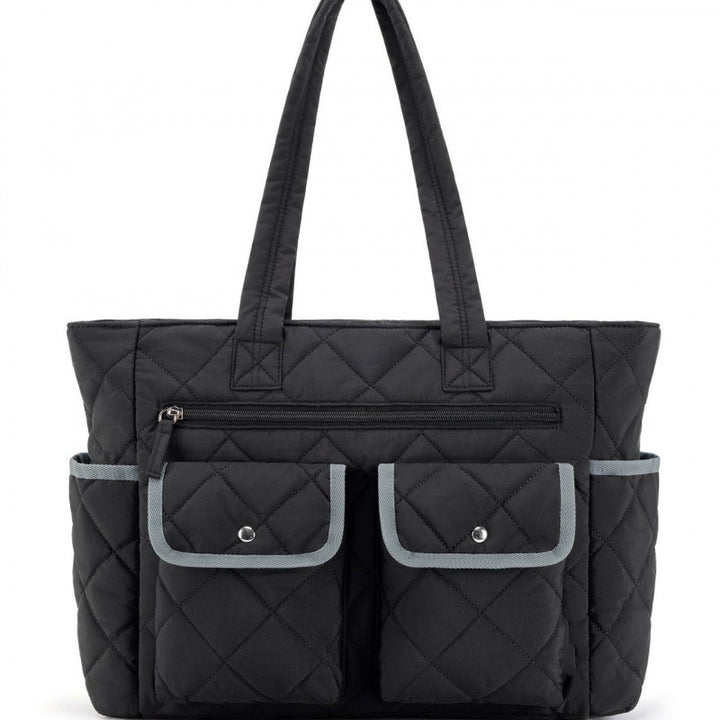 Quilted Tote Bag with Practical Outside Pockets Kalsten