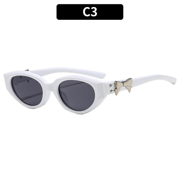 Elegant Cat-Eye Sunglasses with Decorative Bow