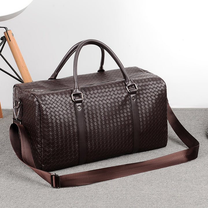 Elegant Braided Leather Duffel Bag Kalsten