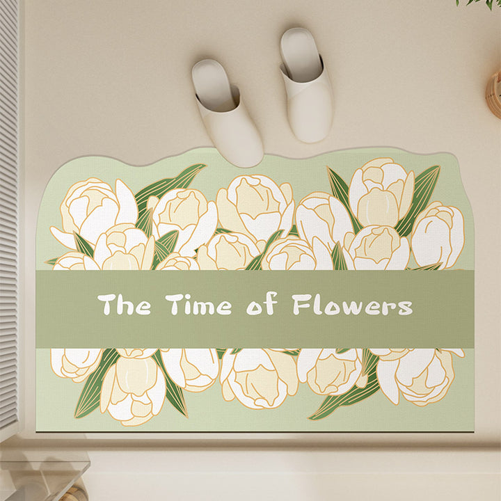 Oval Shaped Welcome Mat with Inspirational Quote
