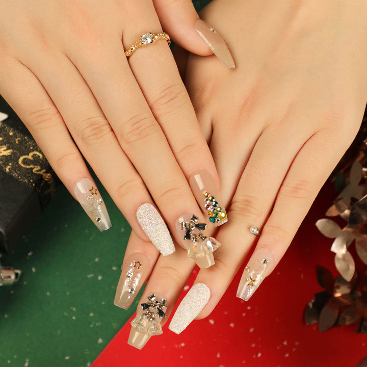 Artful nail extensions with elegant crystal embellishments Kalsten