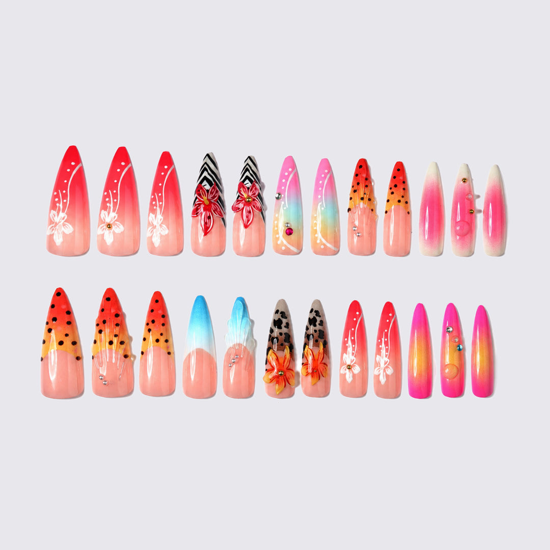 Artificial nails with floral and glamorous design Kalsten