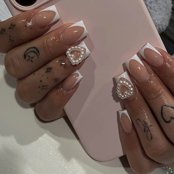 Artificial nails with elegant heart decorations Kalsten